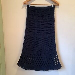 Carole Little Navy Blue Crochet Skirt Boho Skirt Sz S